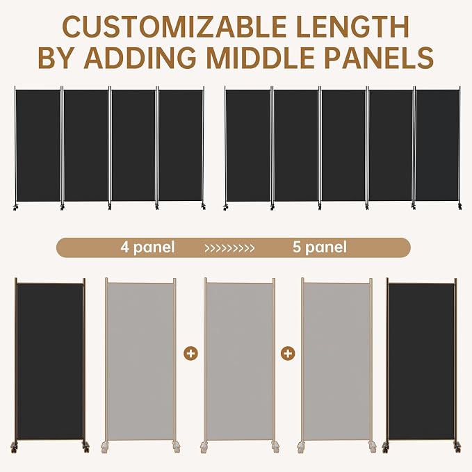 Room Divider 136'' Wide Folding Room Divider Panel - Image 7
