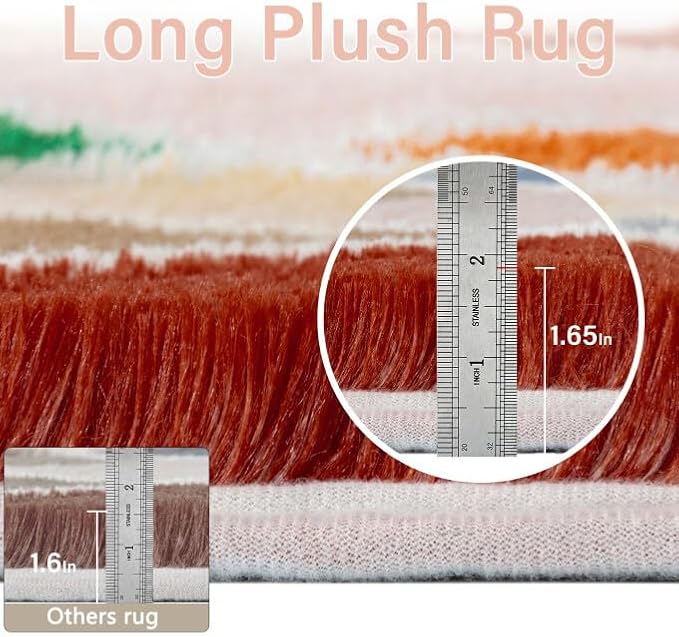 6x9 Checkered Rug for Living Room Rainbow Modern Soft Area Rug Fluffy Non-Slip - Image 7