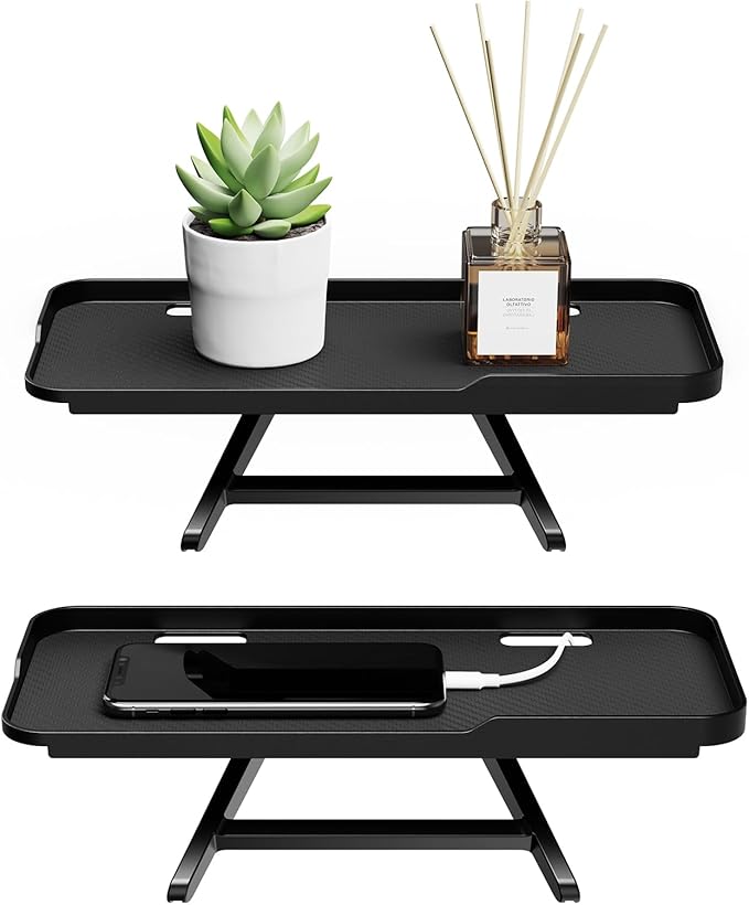 CABTE 2 Pcs TV Top Shelf- Adjustable Monitor Screen Shelf, TV Top Storage Bracket Computer Screen Shelf for Soundbar, Media Boxes, Game Console, Router and Home,11.8 x 4.9in