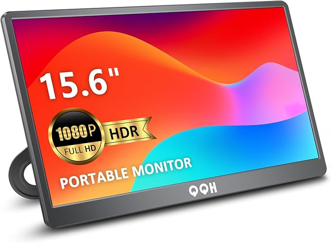QQH Portable Monitor, 15.6" Portable Travel Monitor for Laptop 1080P FHD IPS Second Screen, Gaming Monitor, USB C HDMI External Monitor Display for Computer Phone PC PS4 PS5 Xbox Switch (Z1-9-G)