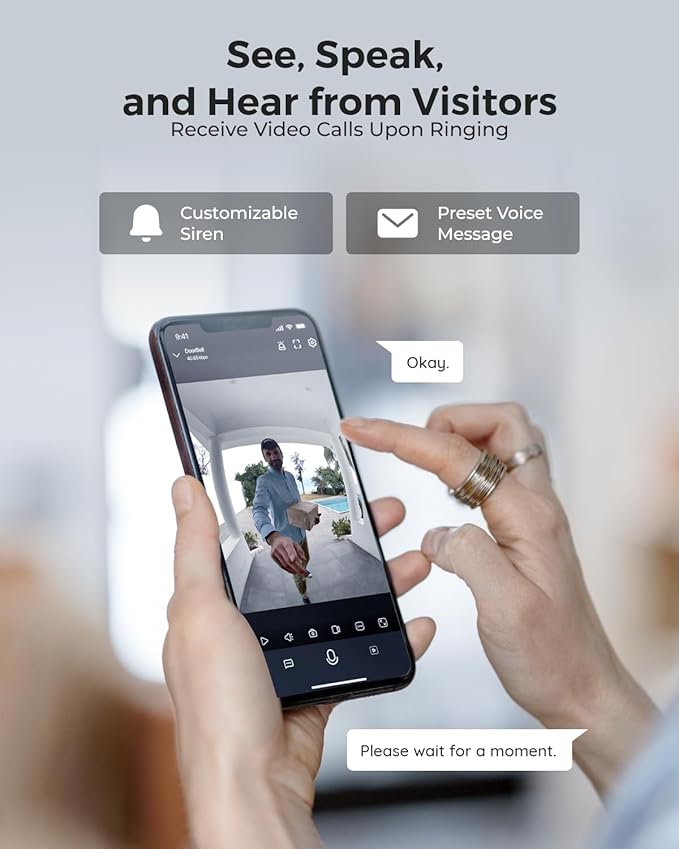 REOLINK 2K Video Doorbell Wi-Fi Camera with Chime, 3:4 Head-to-Toe View, 180°View, 5/2.4 GHz Wi-Fi, 2-Way Talk, Person/Package Detection, Waterproof, Smart Alerts, Works NVR(Wired)