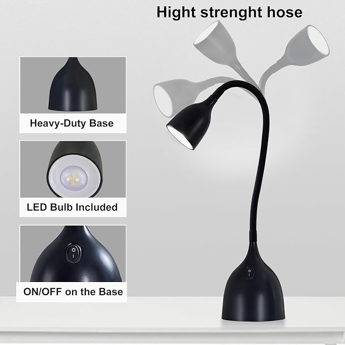EJIAXIN Desk Lamp for Home Office, LED Reading Light, Small Adjustable Flexible - Image 3