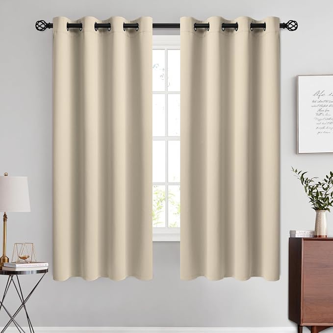 COSVIYA Grommet Room Darkening Beige Curtains 63 inch Length by COSVIYA