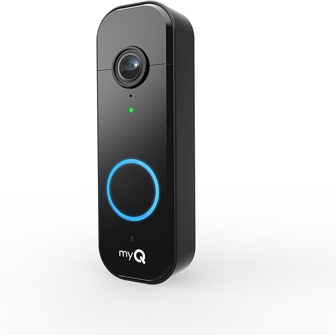 Chamberlain myQ Video Doorbell | 2K Camera, Battery/Wired, Color Night Vision, Live View with 2-Way Talk, Motion Detection & Real-Time Alerts, 150 Deg Wide View, Black