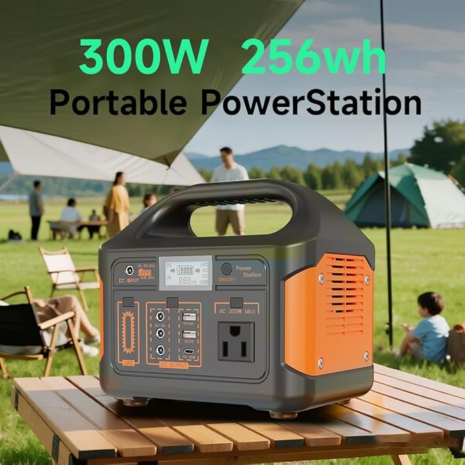 KAIYUEKJ Portable Power Station 256Wh LiFePO4 Battery, 300W (Peak 600W) Backup Lithium Battery, Solar Generator for Outdoors Camping Travel Hunting Blackout