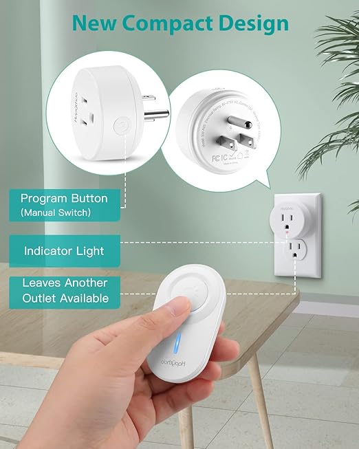 HAPYTHDA Remote Control Outlet,Remote Light Switch with 15A/1500W and 500 Feet RF Range,No Wiring Needed Smart Plug for Small Electrical Appliance with Anti-Surge 4000V