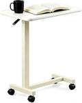 Adjustable Overbed Table with Wheels, Pneumatic Height Lift Rolling Bedside by Unknown