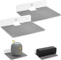 TXEsign Wall Shelves - 2 Pack, Small Wall Mount for Speaker, Webcam, Cell Phones, Display Shelf (Silky White & Transparent, Medium)
