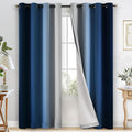 COSVIYA Grommet 100% Blackout Blue Ombre Curtains White Back, W52xL84 Inch | 2 by COSVIYA