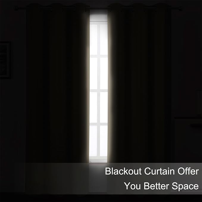 Blackout Curtains 52 x 90 inches Long Khaki Curtains Set of 2 Panels Thermal - Image 3