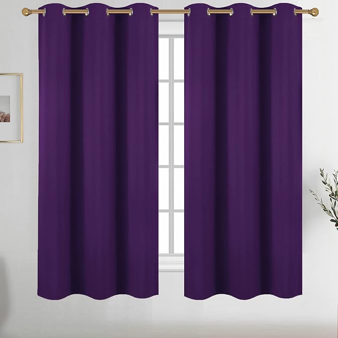 Diraysid Purple Grommet Blackout Curtains - Image 2
