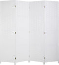 Dopinmin White Room Divider Wall Divider 6FT 4 Panels Dressing Screen | Wood by Dopinmin