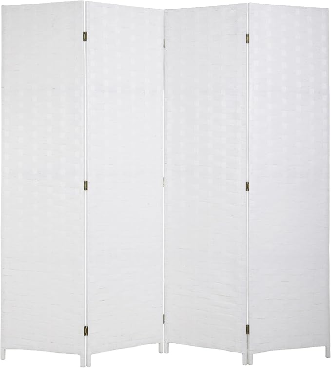 Dopinmin White Room Divider Wall Divider 6FT 4 Panels Dressing Screen | Wood by Dopinmin