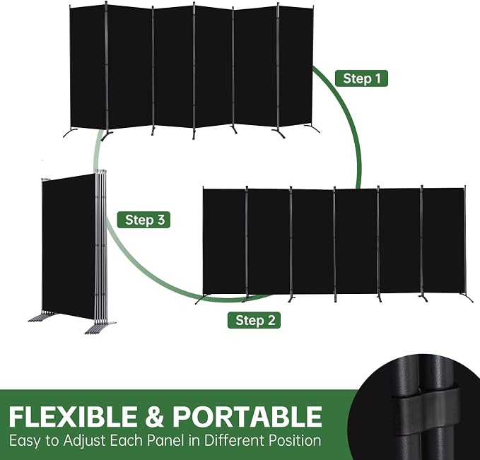 6 Panel Folding Room Divider, Sturdy Frame Freestanding Wall Divider | Privacy - Image 4