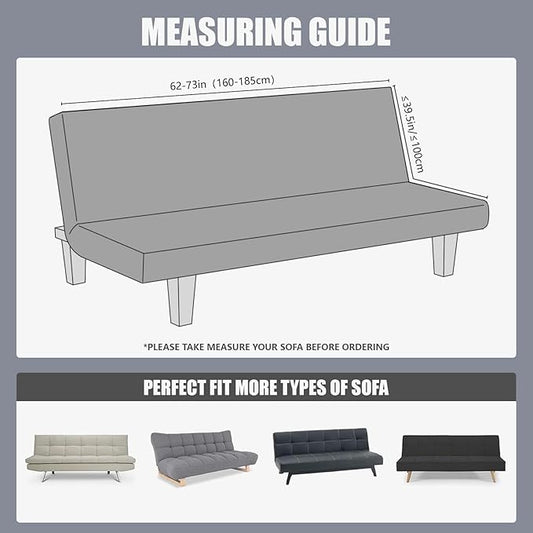 molasofa Leather Like Stretch Futon Slipcover Armless Futon Bed Sofa Cover Furniture Protector with Elastic Bottom, Soft and Washable Futon Cover for Sofa Bed Stay in Place（Larger，Dark Grey）