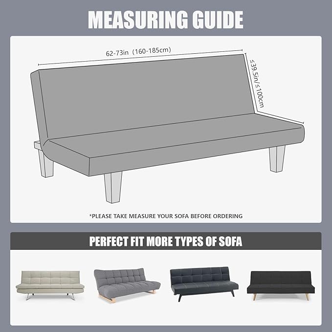 molasofa Leather Like Stretch Futon Slipcover Armless Futon Bed Sofa Cover Furniture Protector with Elastic Bottom, Soft and Washable Futon Cover for Sofa Bed Stay in Place（Larger, Navy Blue）