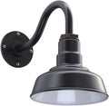 Steel Lighting Co. Hawthorne Barn Light | Outdoor Wall Mounted | 8 inch Dome | 11 inch Gooseneck| Small Farmhouse Light Made in America | Matte Black Exterior/White Interior