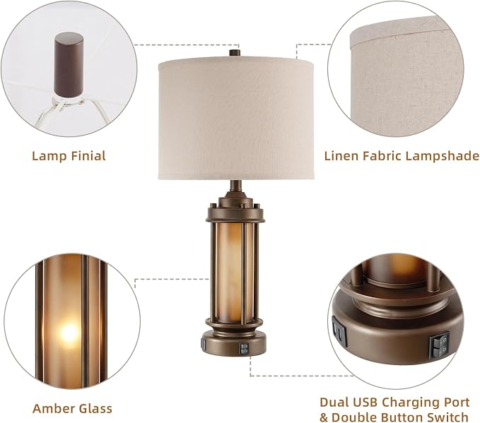 AIEAMPDO Set of 2 Farmhouse Table Lamps - Image 6