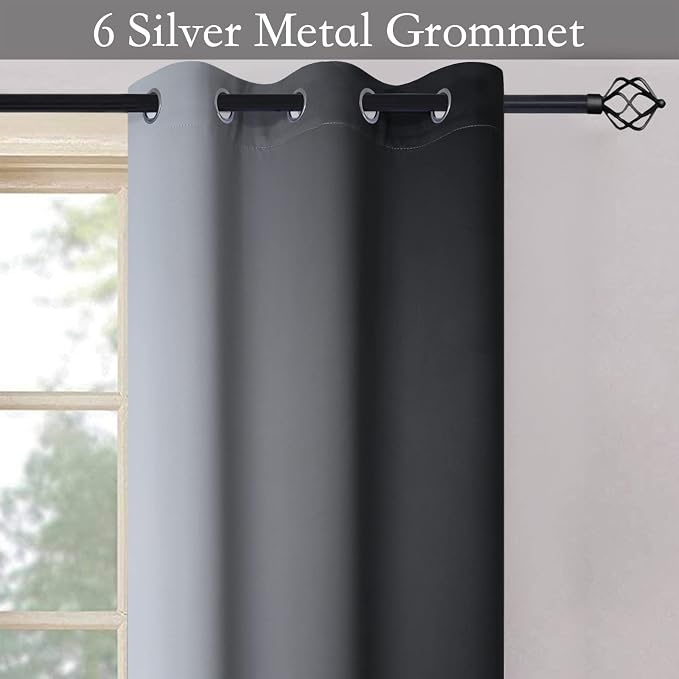 SimpleHome Ombre Black to Grey White Curtains - Image 5