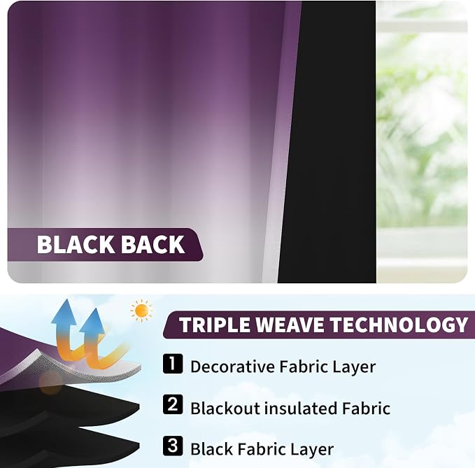 COSVIYA 100% Blackout Thermal Insulated Curtains 42x63 Inch - Image 3