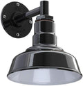 Steel Lighting Co. Hawthorne Barn Light | Outdoor Wall Mounted | 8 inch Dome | 6 inch Straight Arm| Small Farmhouse Light Made in America | Black Exterior/White Interior