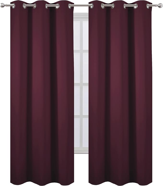 Burgundy Red Thermal Blackout Curtains/38 x 84 Inch/Set of 2 Panels Room - Image 2