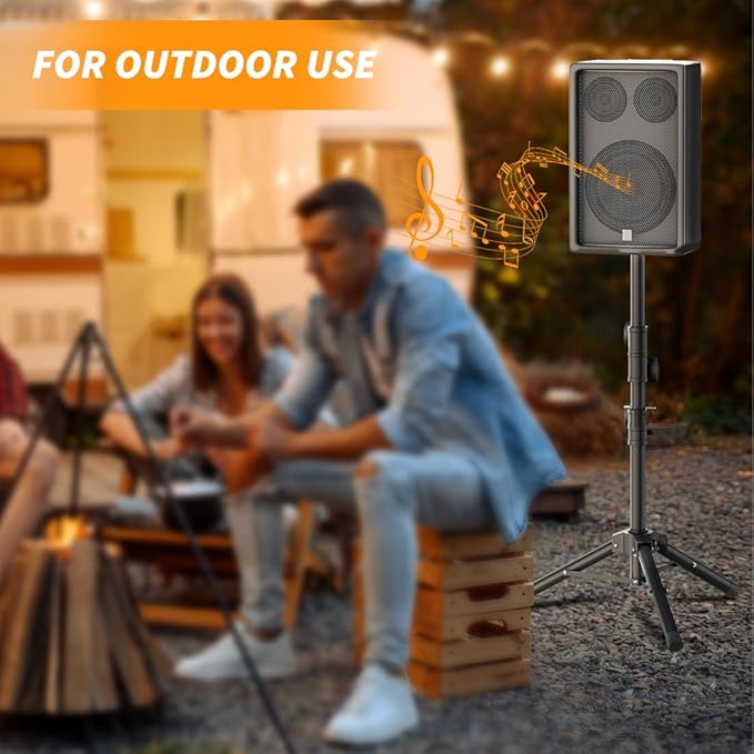 Small Speaker Stands 2 Pack, 24-50 Inch Height Adjustable Speaker Tripod Stand Pair, Lightweight 35mm Compatible Insert, Support 55 LB with 2 Storage Bags