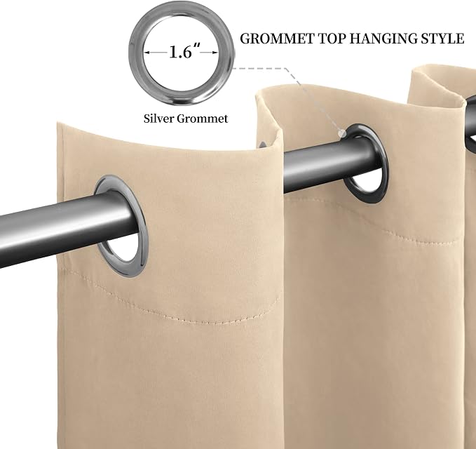 Easy-Going Thermal Grommet Blackout Curtains, 2 Panels 52x46 in, Noise Reduction - Image 5