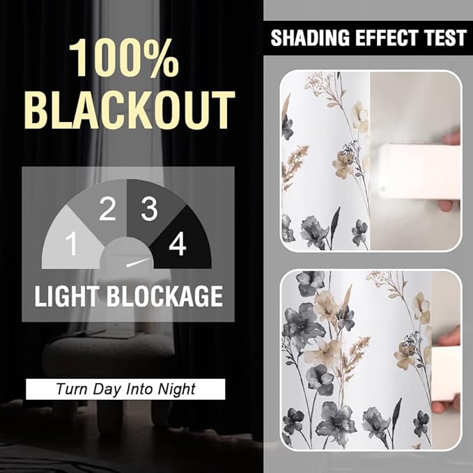 H.VERSAILTEX 100% Blackout Curtains 84 inch Length 2 Panels Set Cattleya Floral - Image 2
