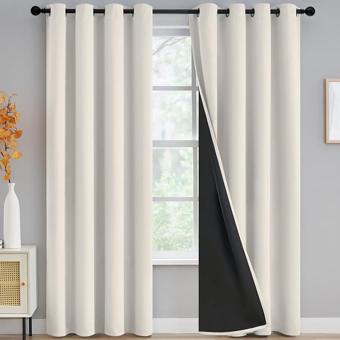 Yakamok Cream Blackout Curtains 96 inches Long by Yakamok