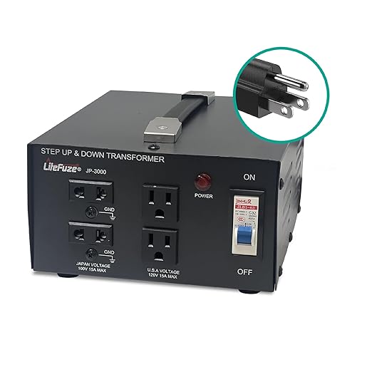 LiteFuze 3000 Watt Japan Voltage Converter Transformer Step Up/Down - 100v to 120v / 120v to 100v Japanese Power Converter - Fully Grounded Cord CE Certified