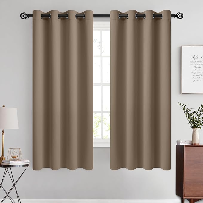 COSVIYA Grommet Room Darkening Khaki Curtains 63 inch Length by COSVIYA