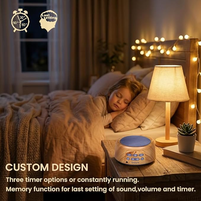 Douni Sleep Sound Machine - White Noise Machine with 27 Soothing Sounds for Sleeping & Relaxation, Timer Settings,Sleep Therapy for Families, Home,Office,Travel.Wood Grain