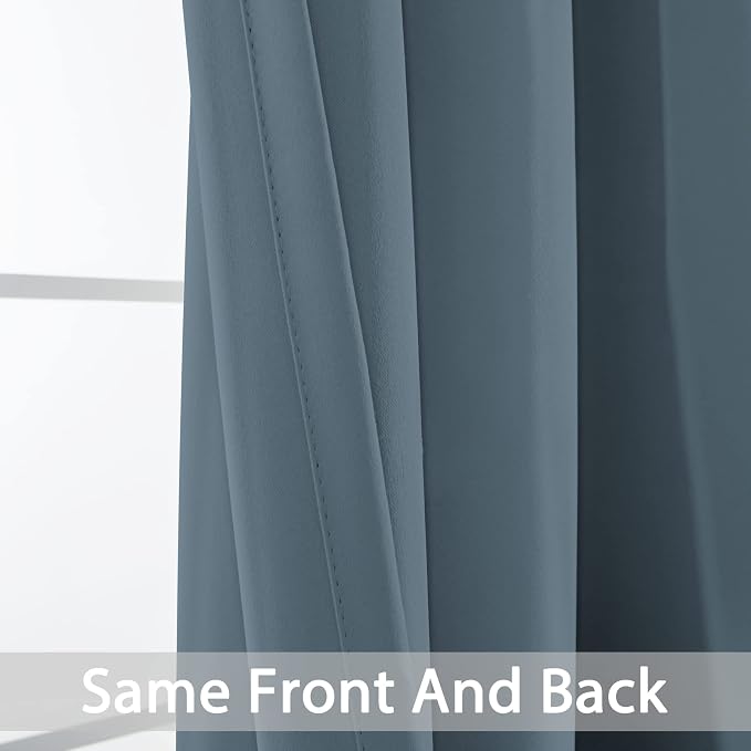 Yakamok Blackout Curtains 38x72 inch Stone Blue Thermal Drapes-Bedroom | 2 - Image 5