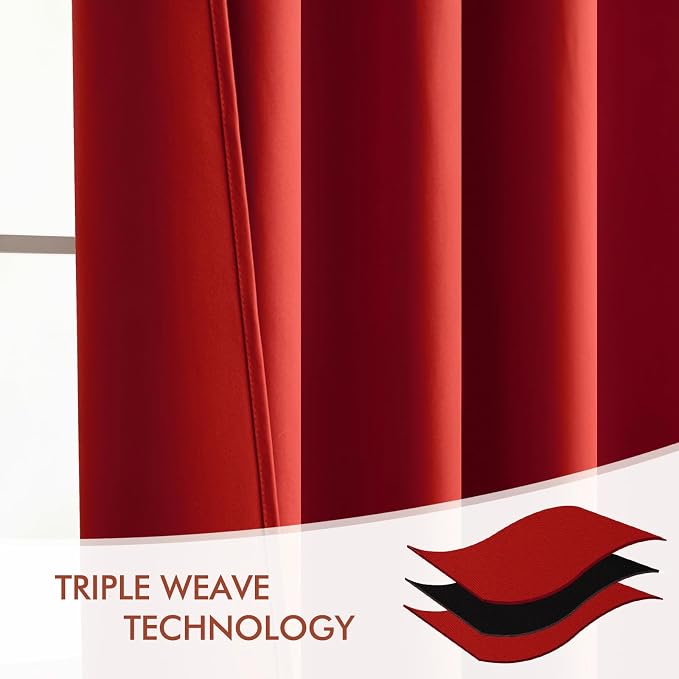 MIULEE Christmas Red Back Tab Blackout Curtains 52x84 Inch Length 2 Panels | - Image 7