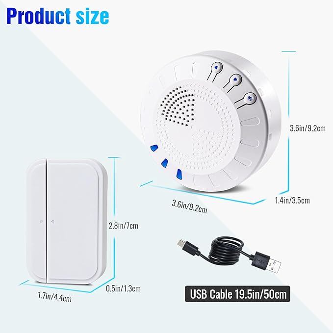 KOOSTONE Wireless Door Chime & Door Bell Chime with Rechargeable Receiver, 55 Tunes, Up to 600ft Range - Magnetic Door Chime Sensor for Home & Business Door Entry Chime Alert (1 Receiver + 2 Sensors)