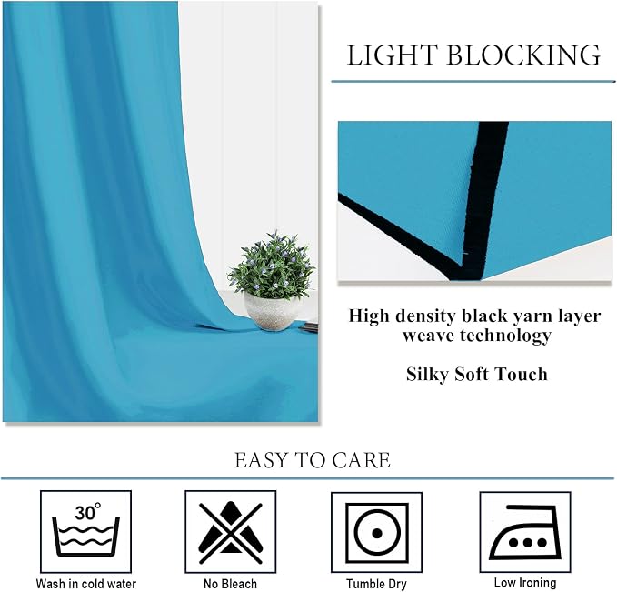 Diraysid Teal Grommet Blackout Curtains - Image 5