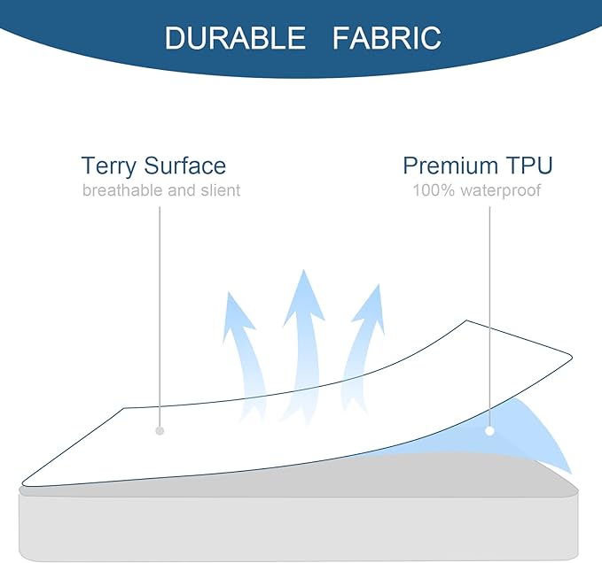 10 Pack Mattress Protector Twin Waterproof Mattress Topper Pad Cover Bed Sheets Fitted up - 14" Soft & Breathable Terry, Noiseless & Machine Washable Mattress Protector