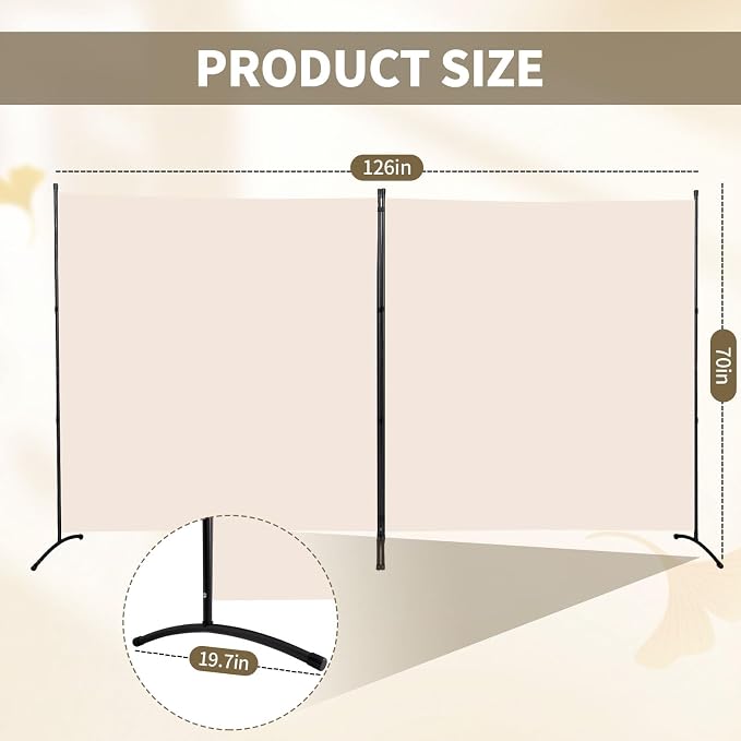 Extra-Wide 2 Panel Room Divider, Portable Privacy Screen - Image 2