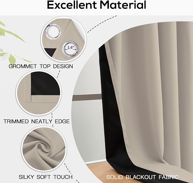 Yakamok Natural Blackout Curtains 63 inches Long - Image 4