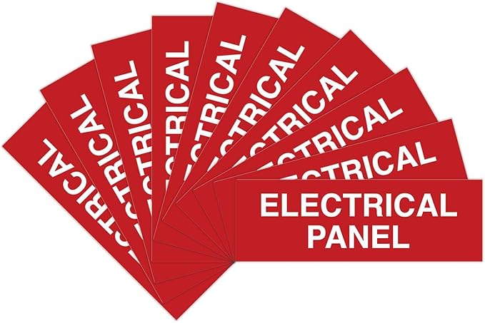 All Quality Basic Electrical Panel Sign - Fire Regulation Safety Compliance Sign -Red - Large (10 Pack)
