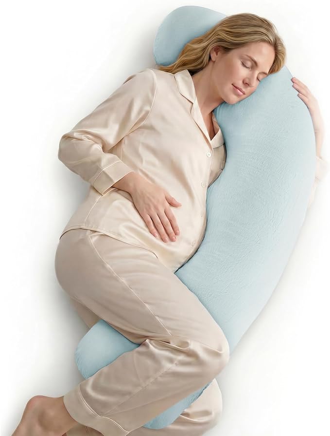 Momcozy J Shaped Pregnancy Pillow, Maternity Body Pillow by Momcozy