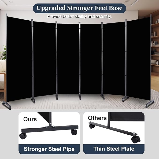 Room Divider 6 Panel-132''Wide Folding Privacy Screen, Large Partition Wall | - Image 2