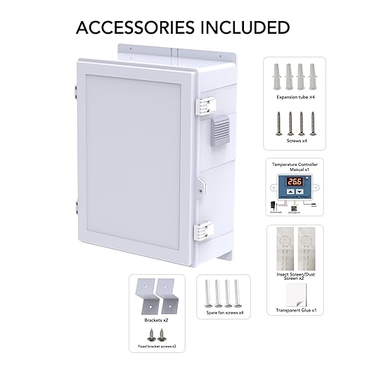Akwscyby Outdoor Electrical Box, Waterproof Electrical Junction Box IP65 ABS Plastic Enclosure with Fan & Thermostat, Mounting Plate and Hinged Lid (18.1" Hx 12.5" L x 6.3" W)