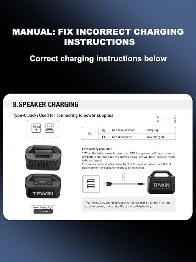 TPWIN Portable Bluetooth Speakers - Wireless Speaker 80W Peak, Loud Speaker with Light, Strong Bass, BT 5.3, TWS, IPX6 Waterproof, 20H Playtime for Home Party Outdoor Beach Camping - Red