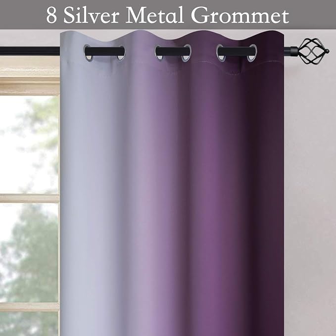 SimpleHome Ombre Purple to Grey White Curtains - Image 4