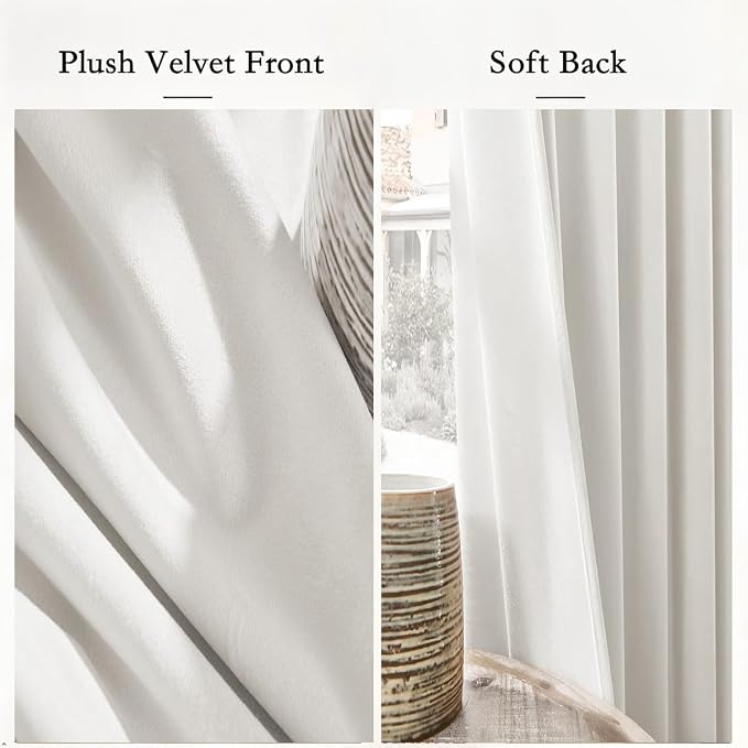 Timeper White Velvet Curtains 84 inches 2 Panels, Luxury Curtains - Image 4