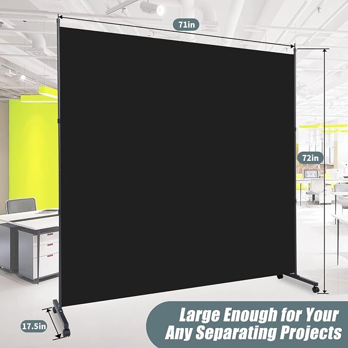 Room Divider 71'' Wide Partition Room Dividers, 1 Panel Wall Divider w/Wheel | - Image 5