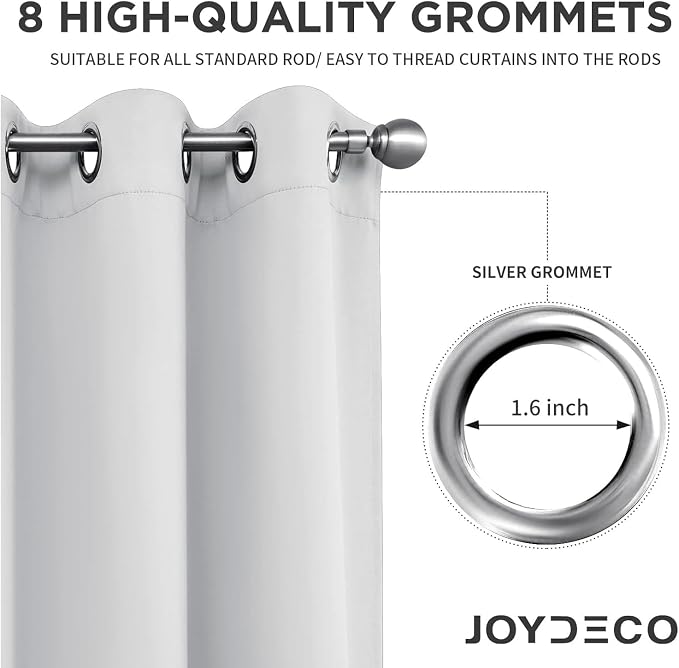Joydeco White Curtains 84 Inches Long 2 Panels Set, Thermal Insulated Long - Image 2
