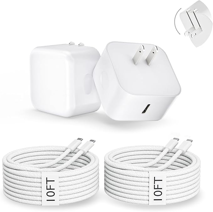 2 Pack Fast Charger iPhone 17/16/15,40W USB C Dynamic Apple Adapter with 60W Max 10FT Type C-C Fast Charging Woven Cable 40W Apple Wall Charger for iPhone 17 Pro/17 Air/16e/16/15Plus,iPad Pro/Air/Mini
